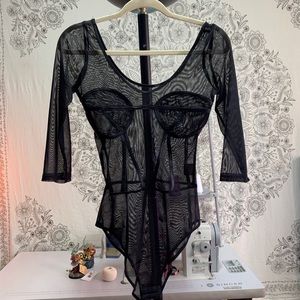 Black sheer body suit